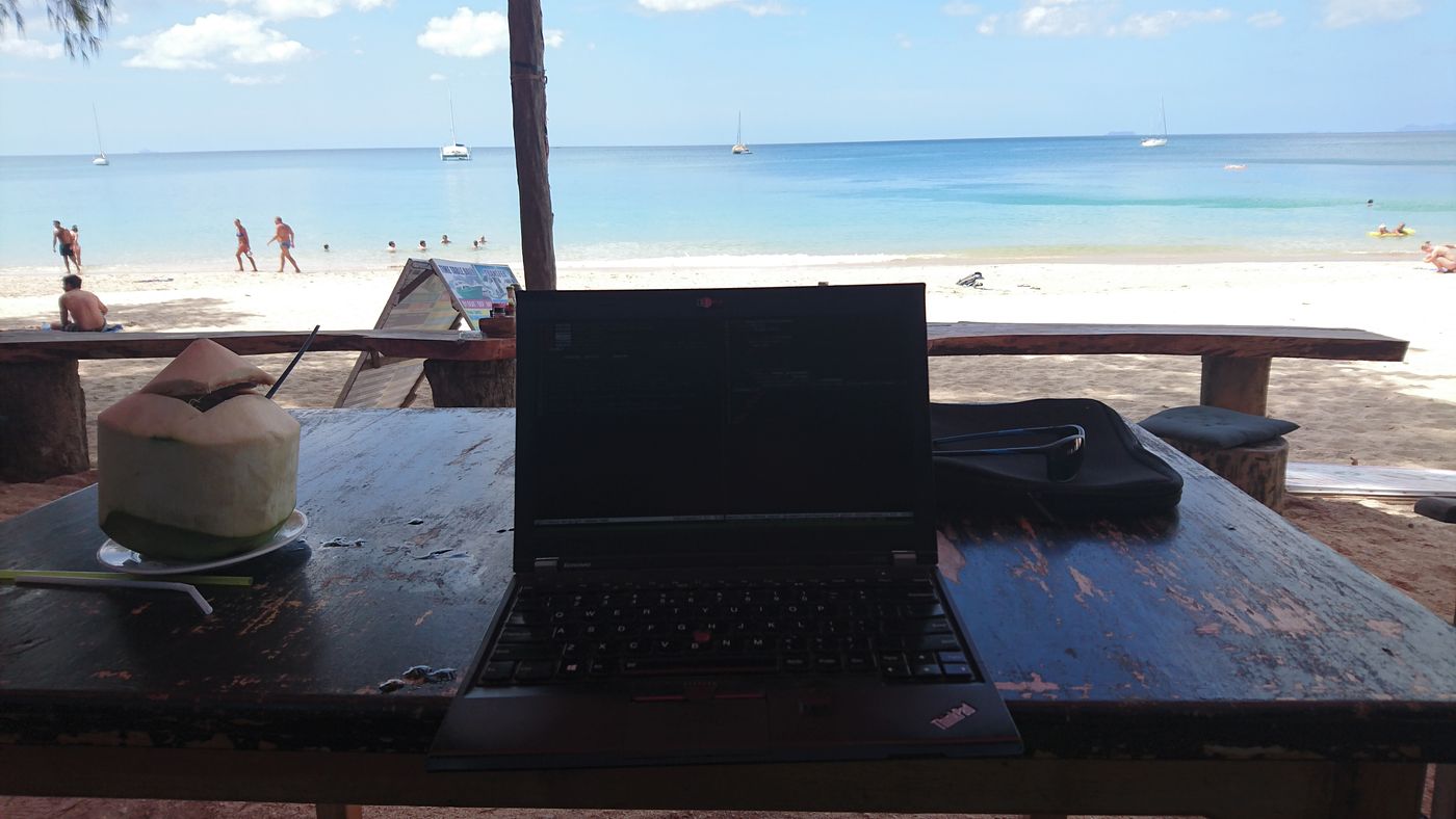 Big tables make nice desks, and the view is hard to beat